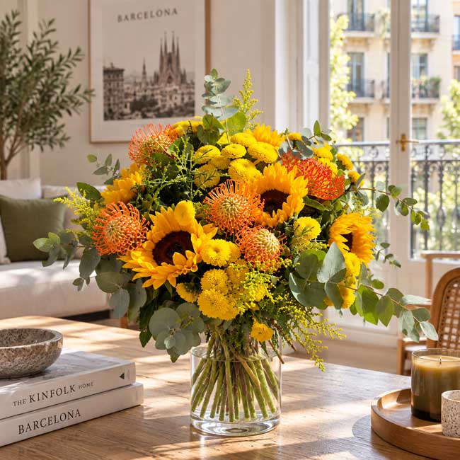 Autumnal bouquet with sunflowers